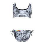 2pc Bandana Print Multi Stitch Detail Bikini - Denny's