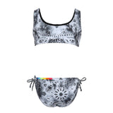2pc Bandana Print Multi Stitch Detail Bikini - Denny's