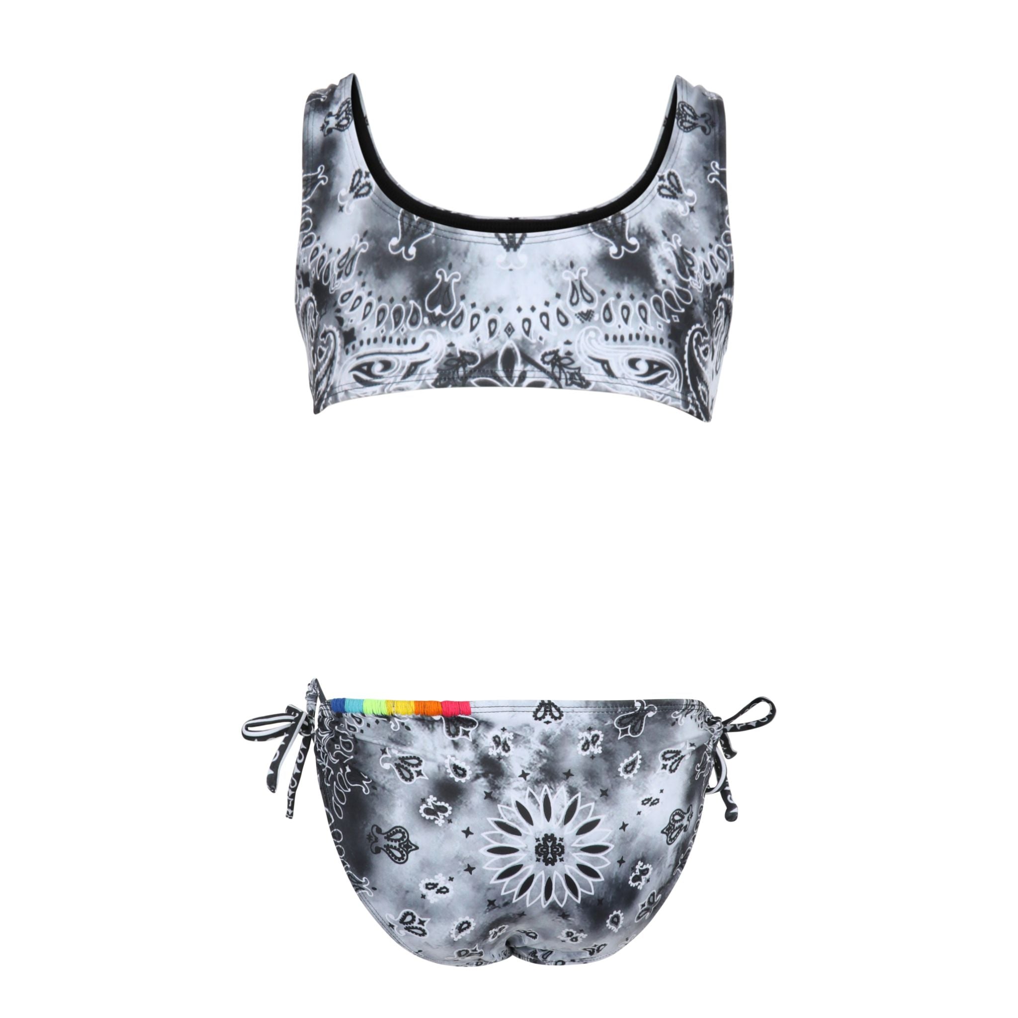 2pc Bandana Print Multi Stitch Detail Bikini - Denny's