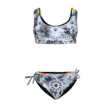 2pc Bandana Print Multi Stitch Detail Bikini - Denny's