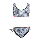 2pc Bandana Print Multi Stitch Detail Bikini - Denny's