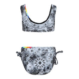 2pc Bandana Print Multi Stitch Detail Bikini - Denny's