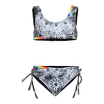 2pc Bandana Print Multi Stitch Detail Bikini - Denny's