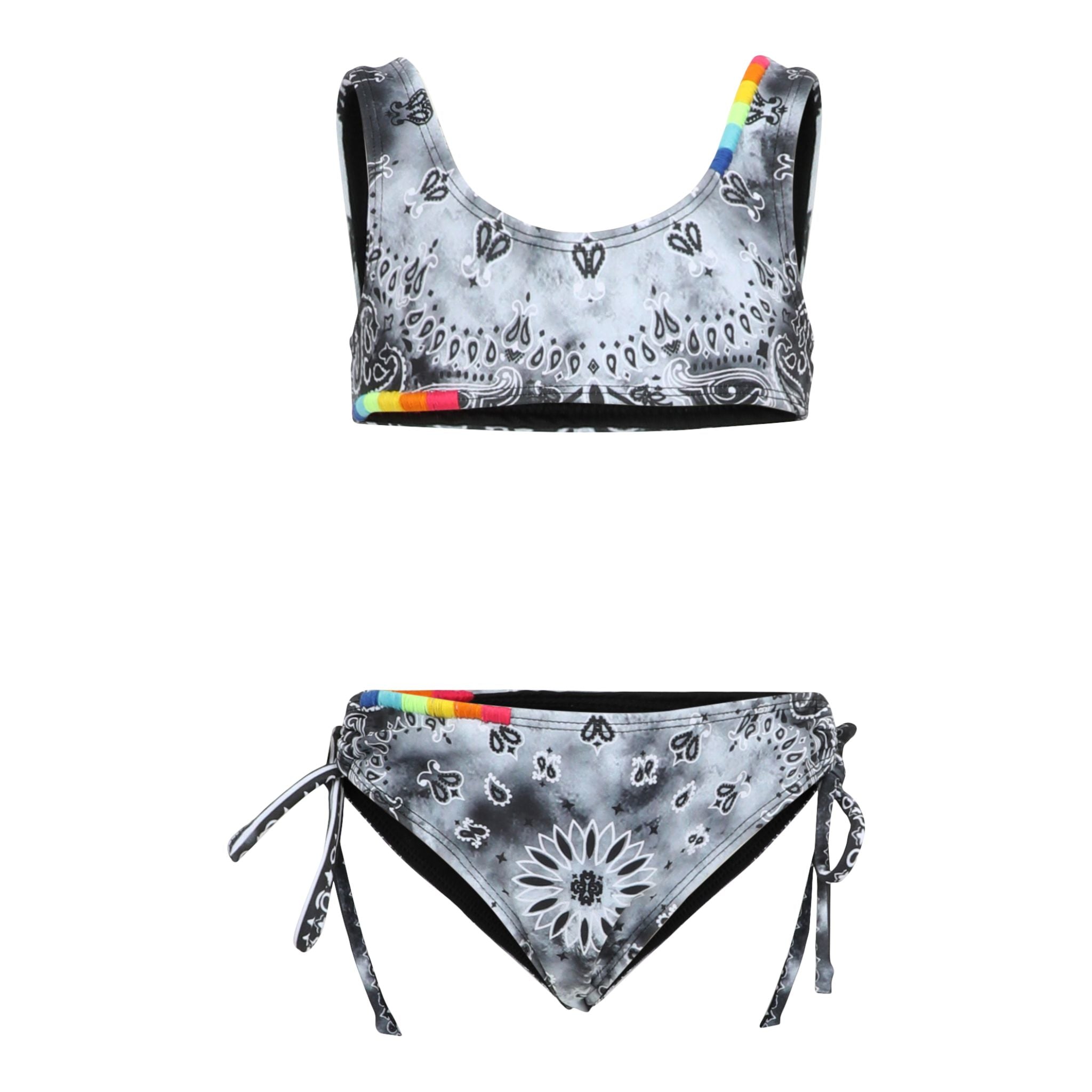 2pc Bandana Print Multi Stitch Detail Bikini - Denny's