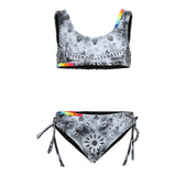 2pc Bandana Print Multi Stitch Detail Bikini - Denny's
