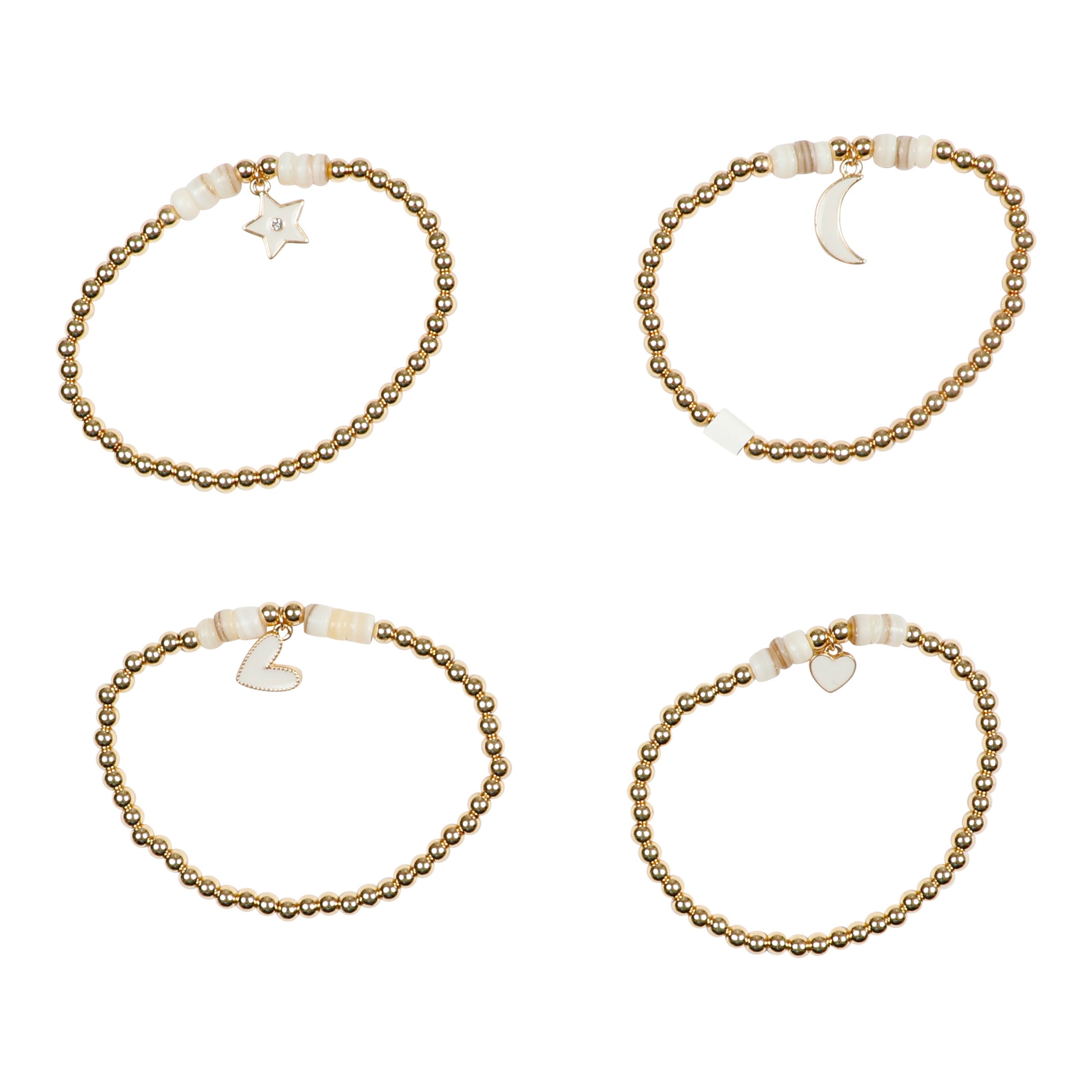 Heart, Moon, & Star Gold Ball Bracelet - Denny's