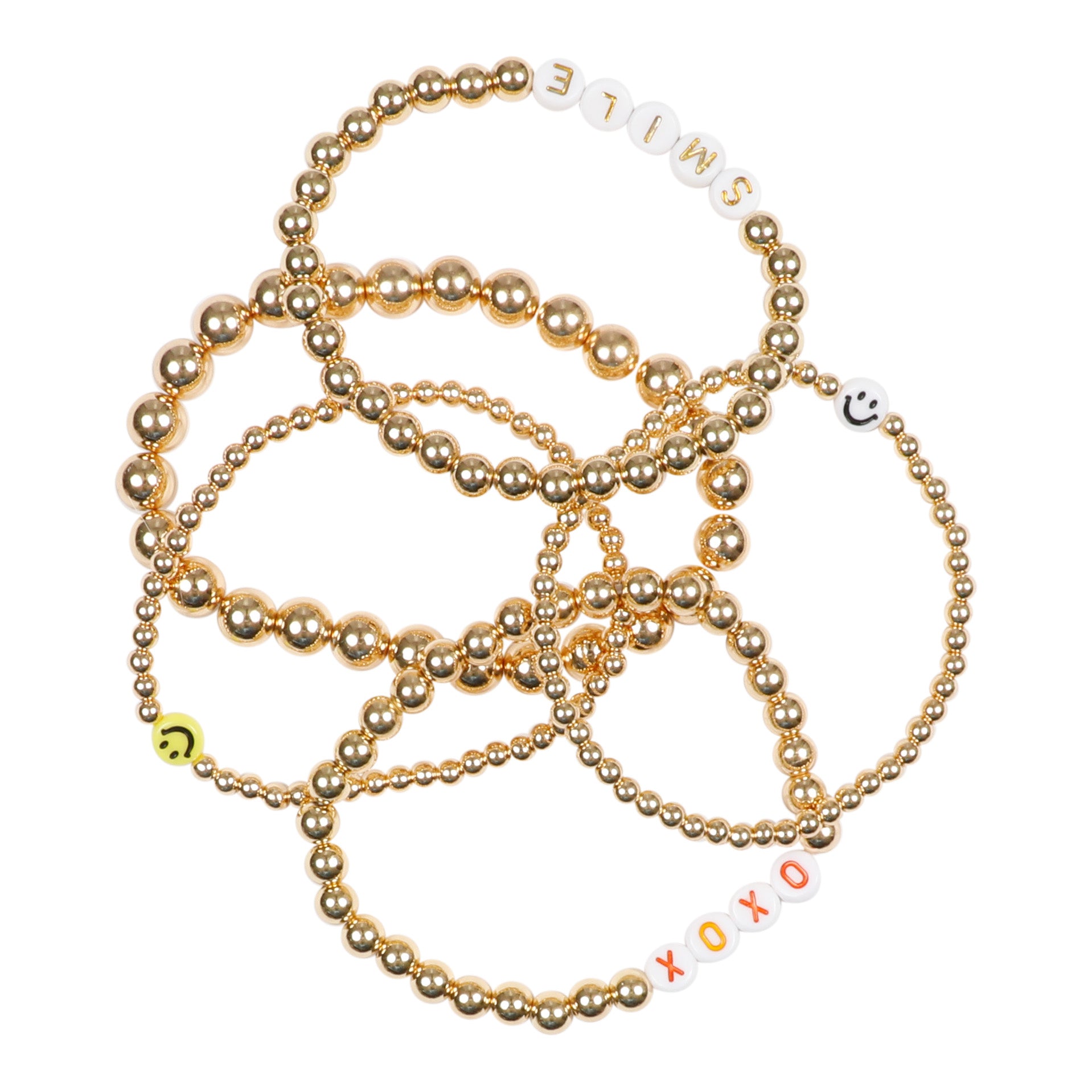 Smiley, XOXO & Smile Gold Ball Bracelet Set - Denny's
