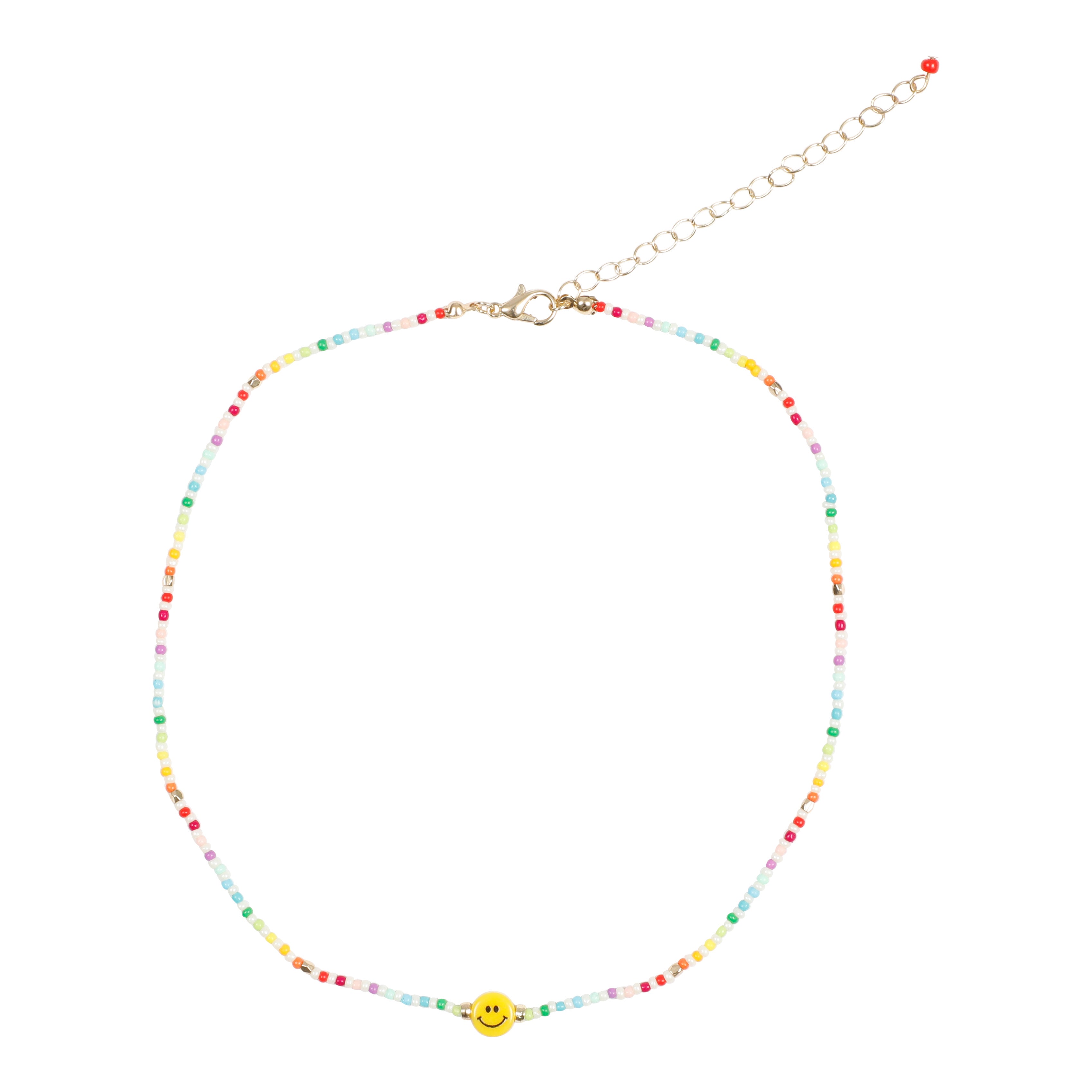 Smiley Face Rainbow Beaded Necklace - Denny's