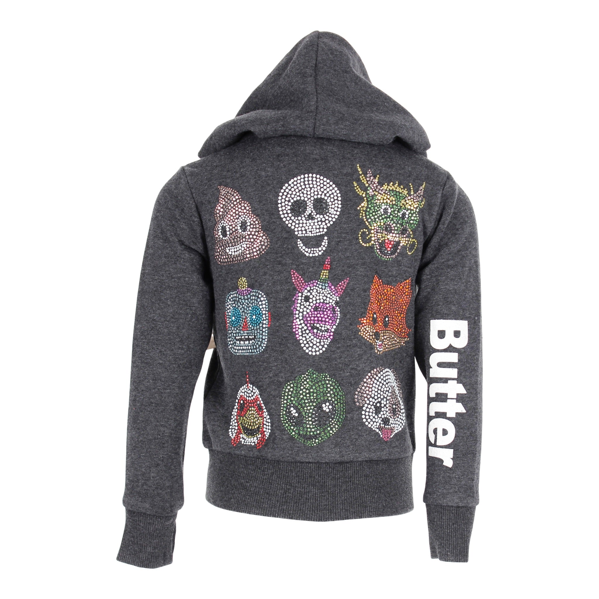 Burnout Fleece Zip Hoodie with Emojis - Denny's