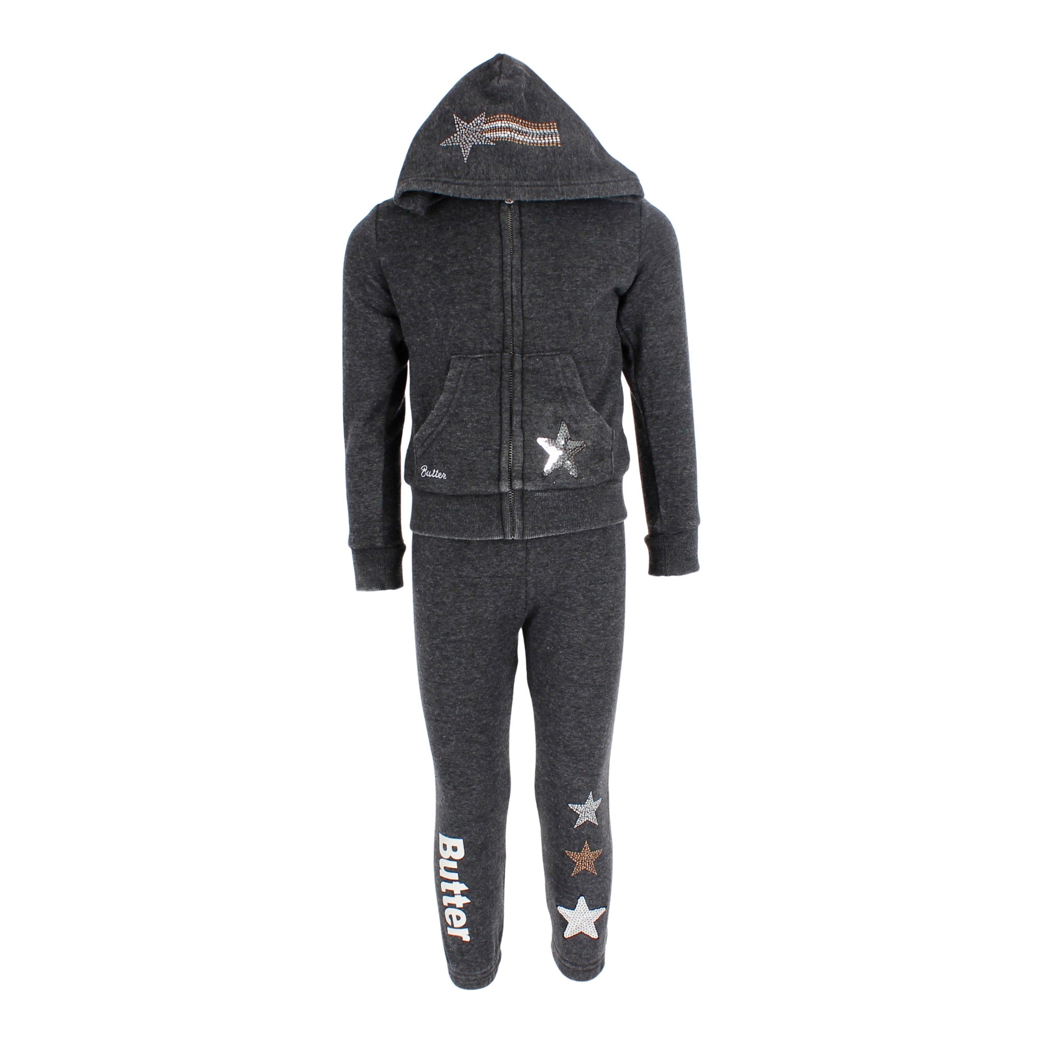 2 Piece Zip Hoodie Jogger Set with Stars - Denny's