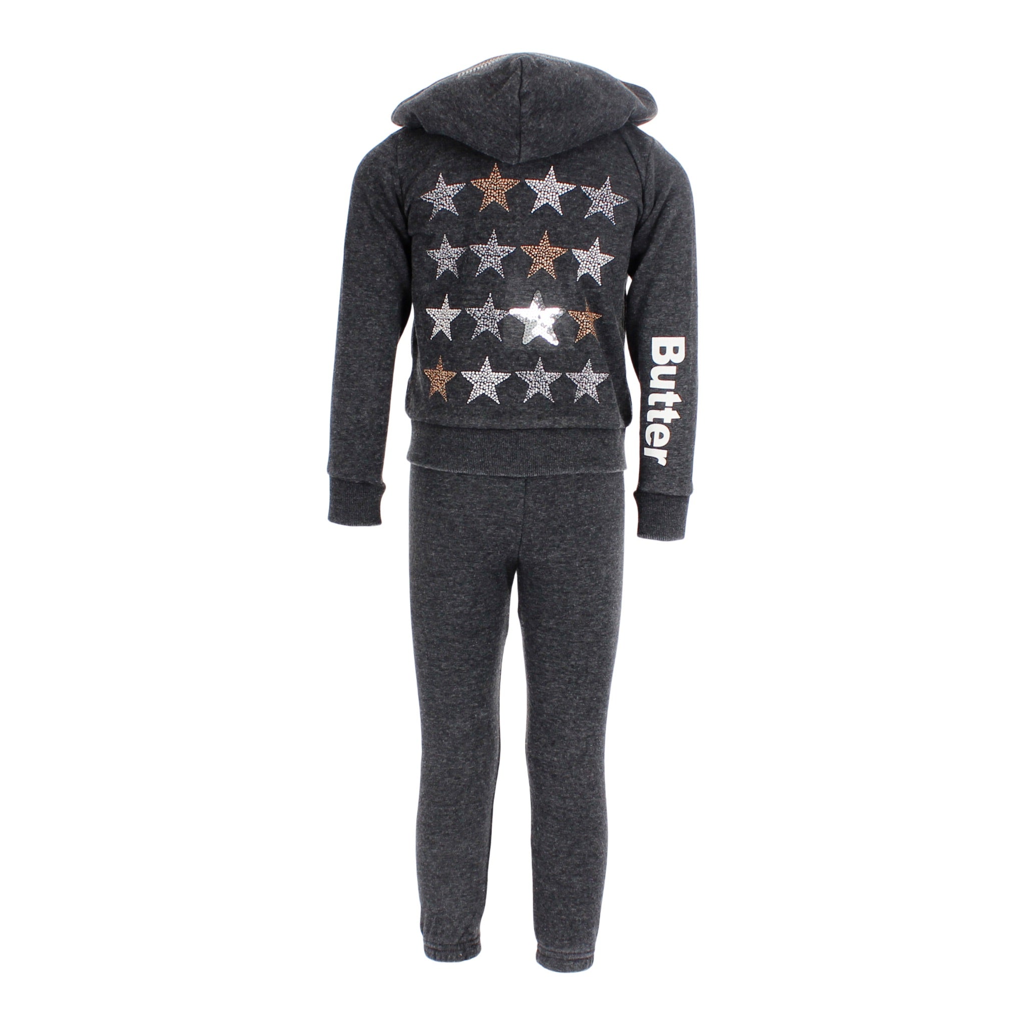 2 Piece Zip Hoodie Jogger Set with Stars - Denny's
