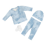 4pc Blue Tie Dye Side Snap Take Home Set - Denny's