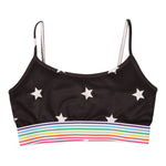 Blk/Wht Stars w Rainbow Band Sport Bra - Denny's