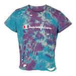 Purple and Blue Tie Dye Tee with Cuts - Denny's