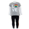 Grey Top with Love and Black Legging Short Sleeve Two Piece Set - Denny's