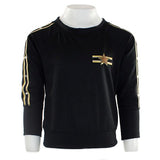 Long Sleeve Sweatshirt with Gold Stripe Down Sleeves n Gold Star - Denny's