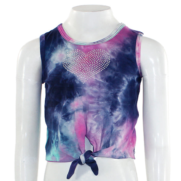 Tye Dye Tie Front Tank with Heart - Denny's