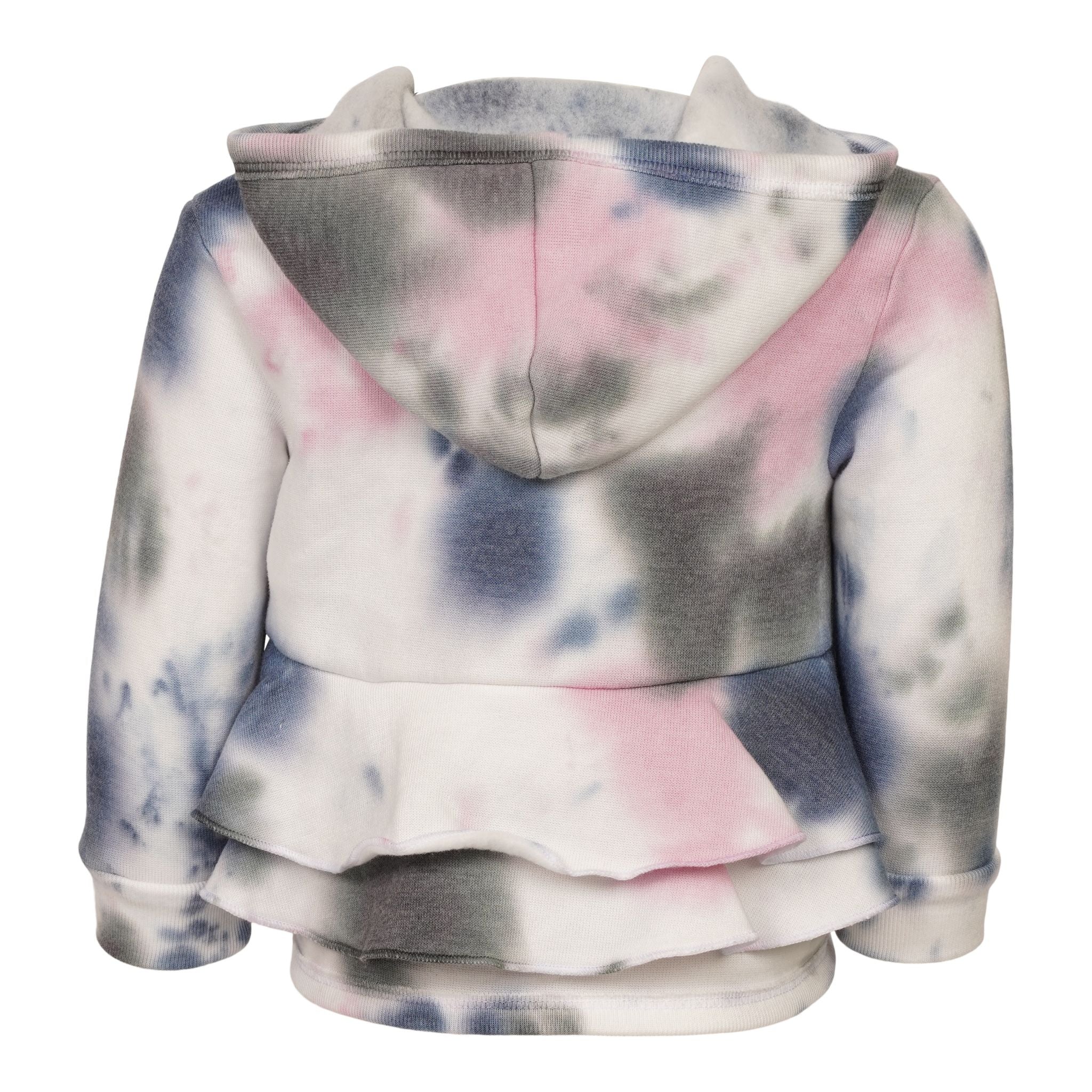 Tie Dye Ruffle Back Fleece Zip Hoodie - Denny's