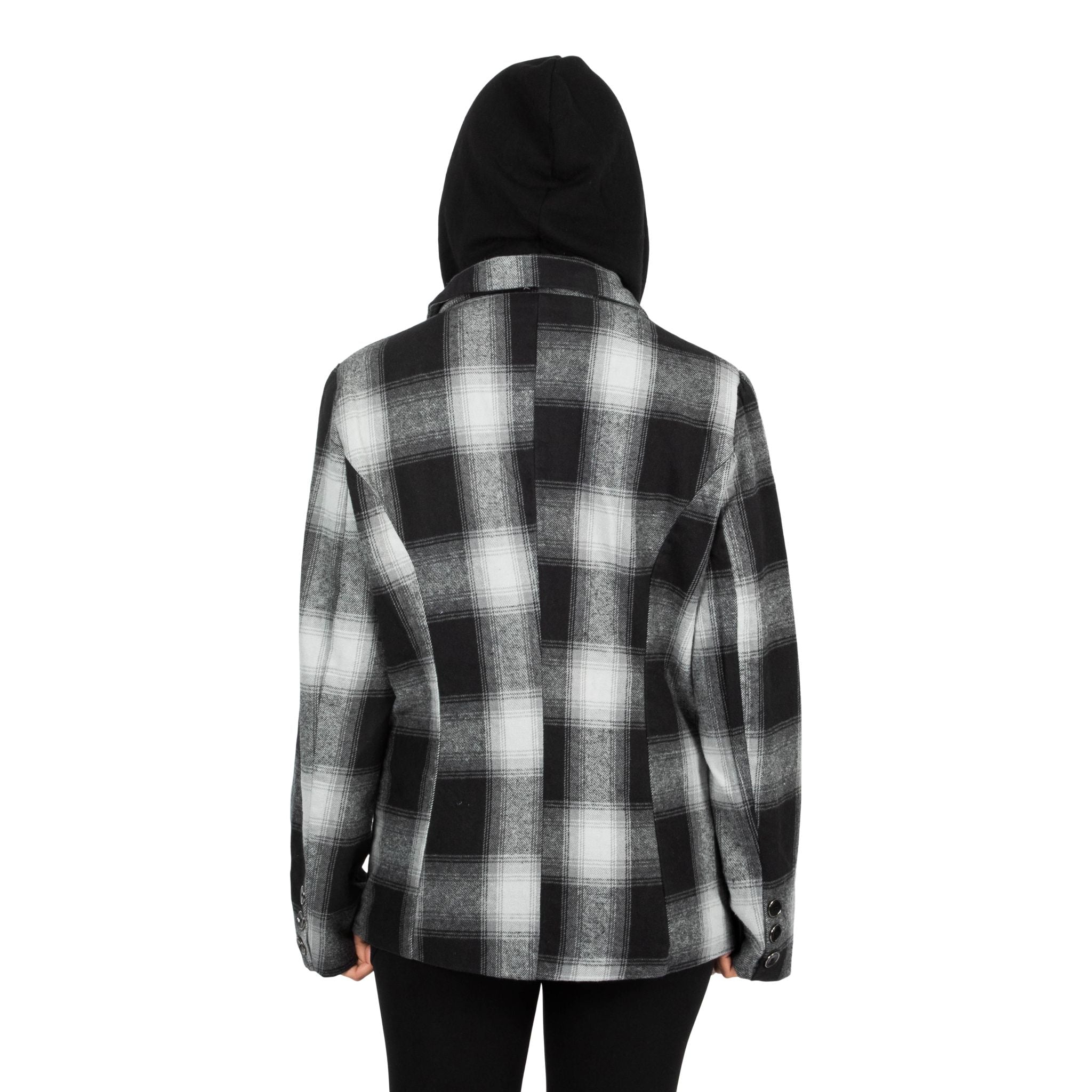 Plaid Fleece Hooded Blazer - Denny's