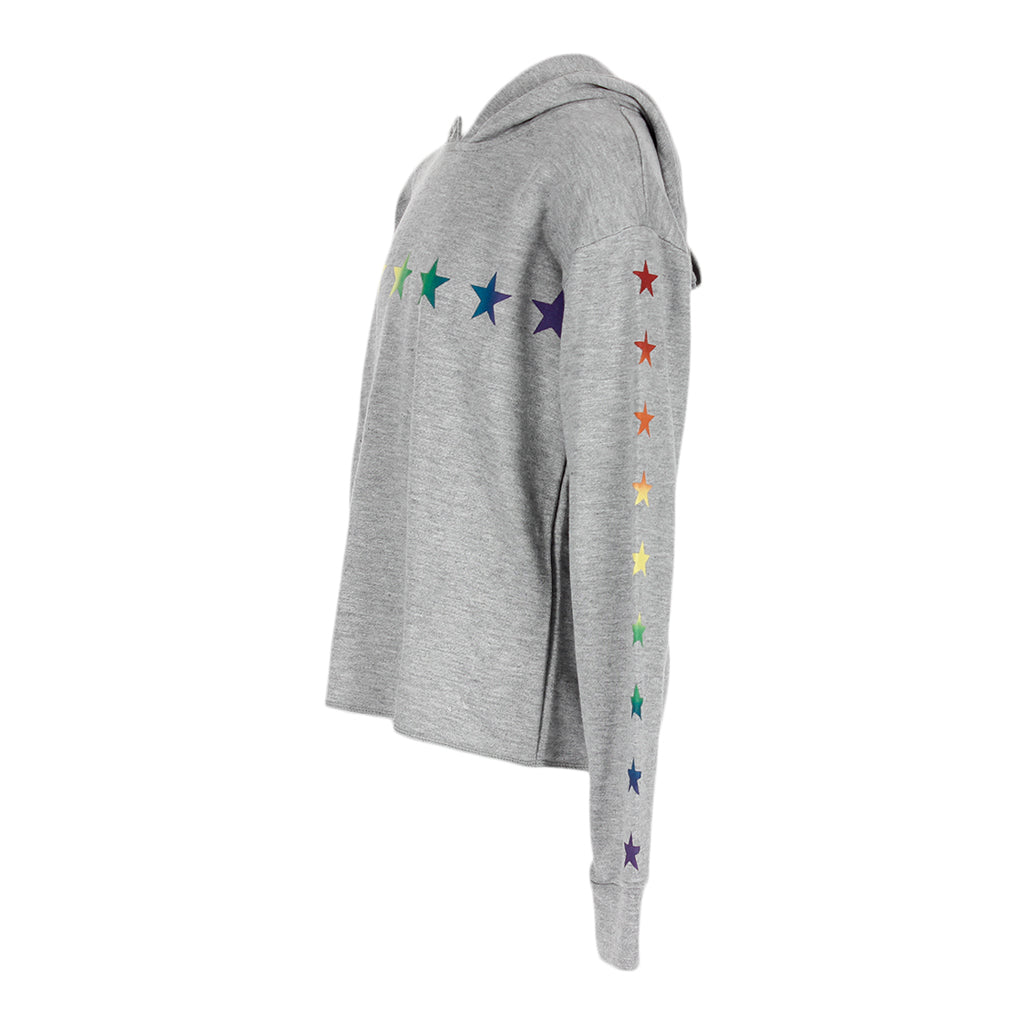 Long Sleeve Hoody with Rainbow Star Down Arm & Across - Denny's
