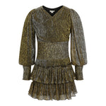 Smocked Tiered Metallic Dress - Denny's