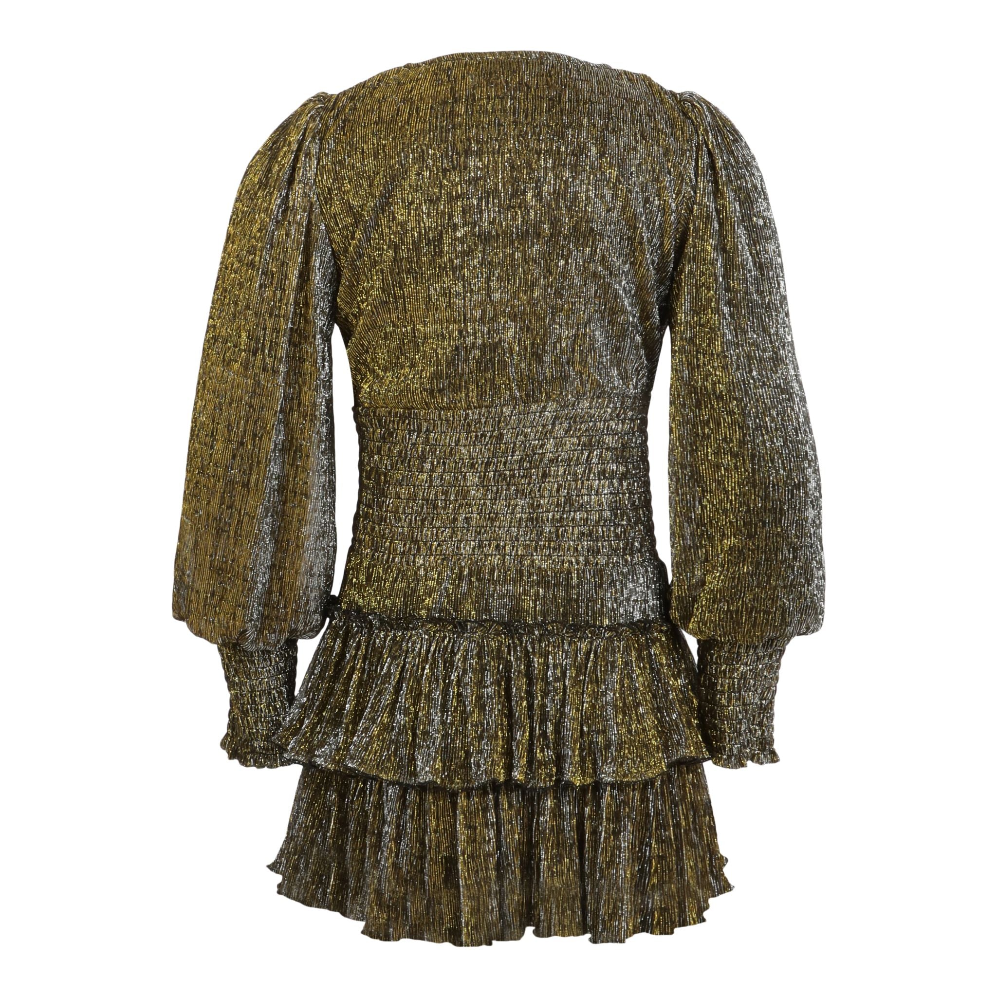 Smocked Tiered Metallic Dress - Denny's