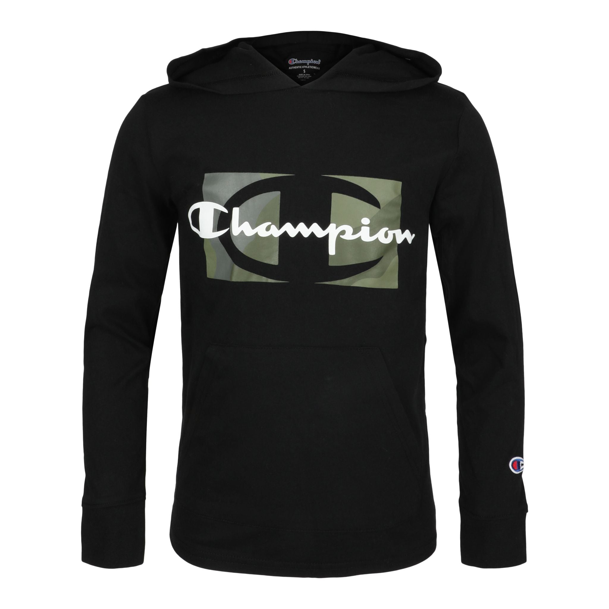 Script Over Camo Hooded Tee - Denny's
