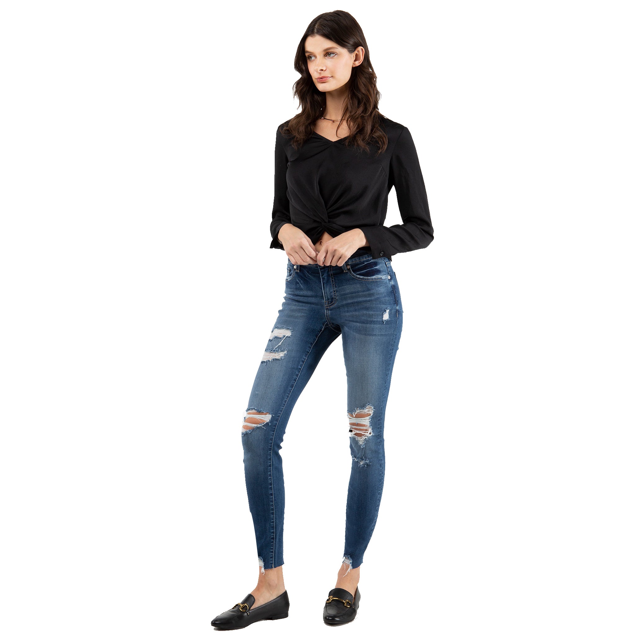 High Rise Distressed Crop Skinny - Denny's
