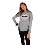 Long Sleeve Tee with Watercolor Lips - Denny's
