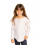 Ruffle Long Sleeve Cuffed Shift Tail Henley - Denny's