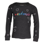 Cozy Knit Raglan Weekend Hearts - Denny's