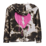 Tie Dye Lightning Drippy Heart Hoodie - Denny's