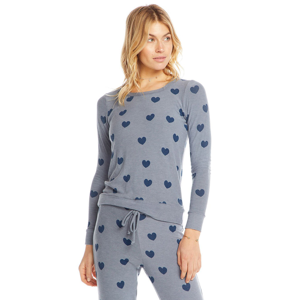 Long Sleeve Top with Blue Hearts - Denny's