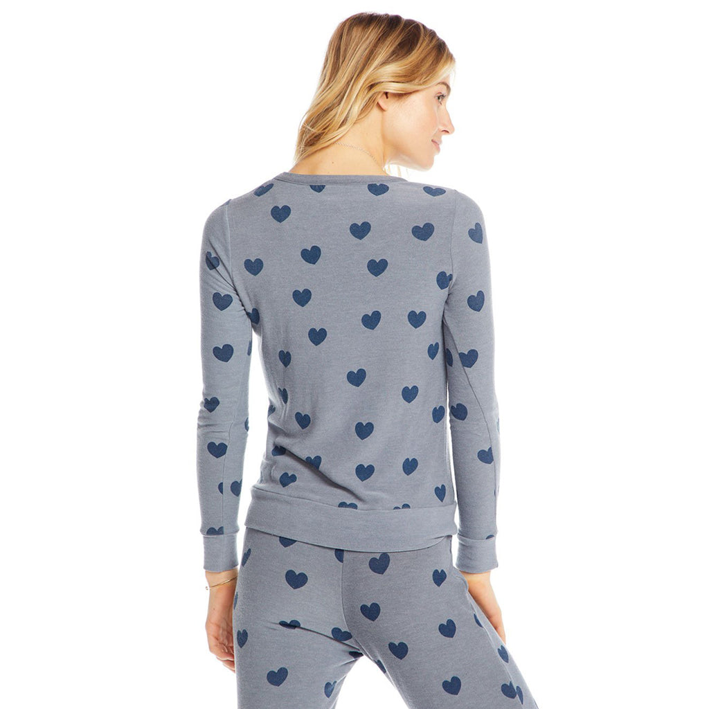 Long Sleeve Top with Blue Hearts - Denny's