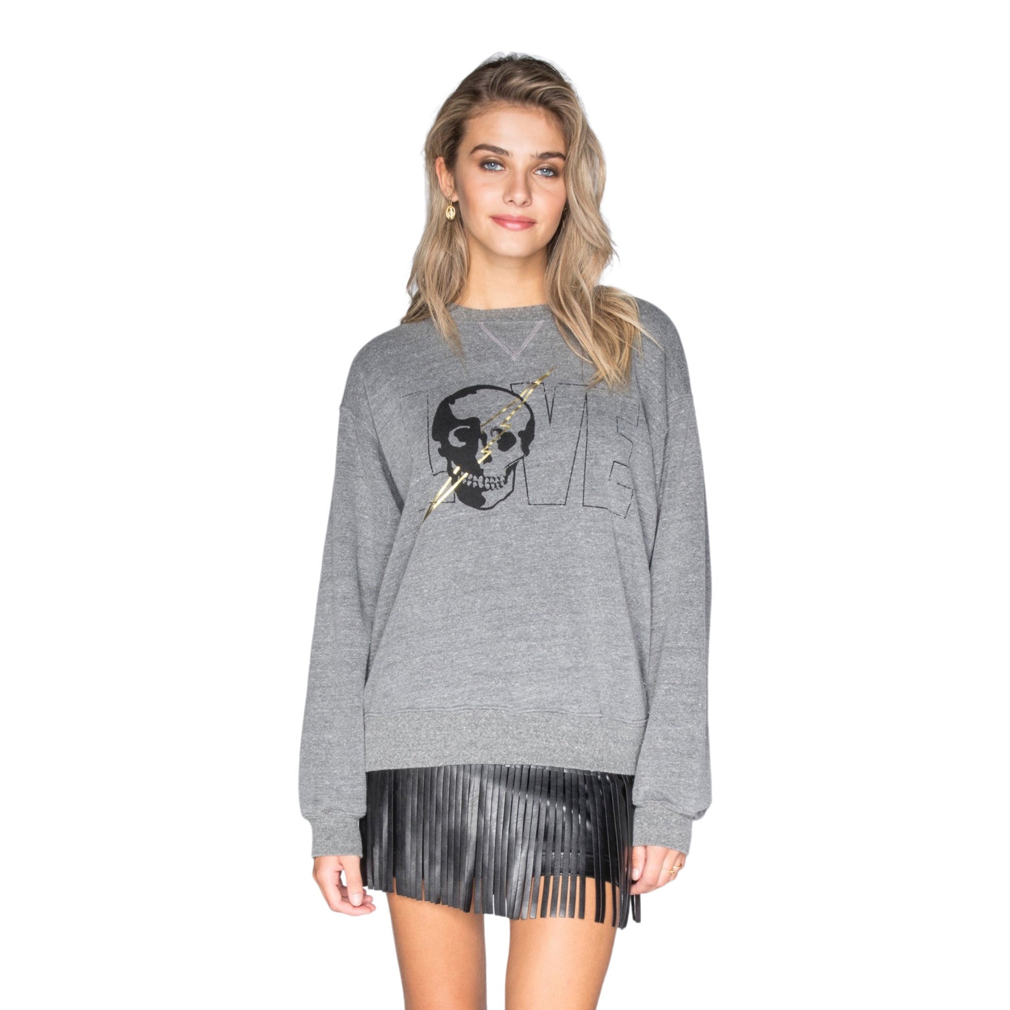 Love Skull Crew Oversized Sweatshirt - Denny's