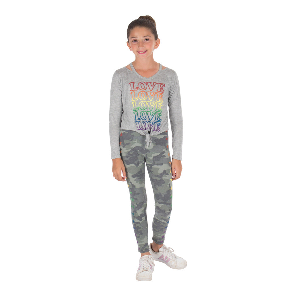 Camo Legging with Rainbow Stars Down Sides - Denny's