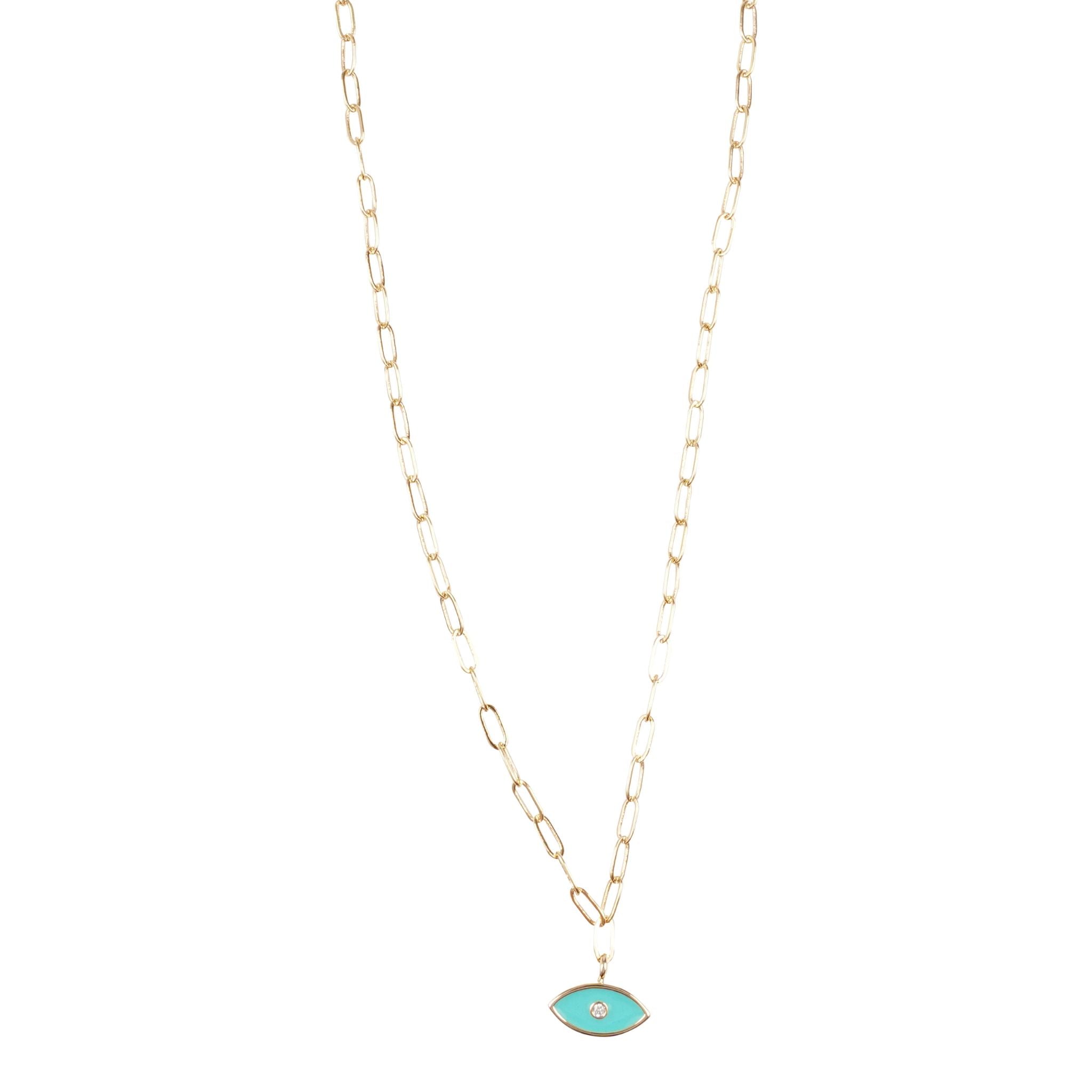 Evil Eye On Paper Clip Chain Necklace - Denny's
