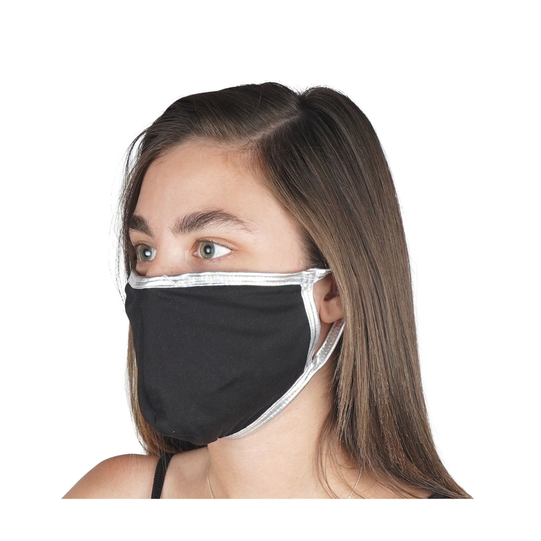 Black Mask with Silver Contrast Adult 96% Poly 4% Spandex - Denny's