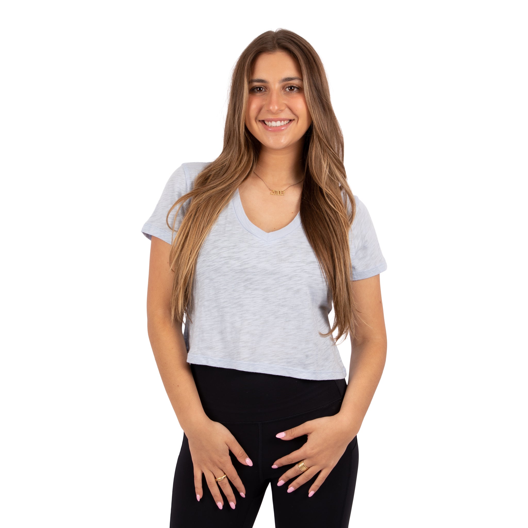 Courage Crop V-neck Tee - Denny's