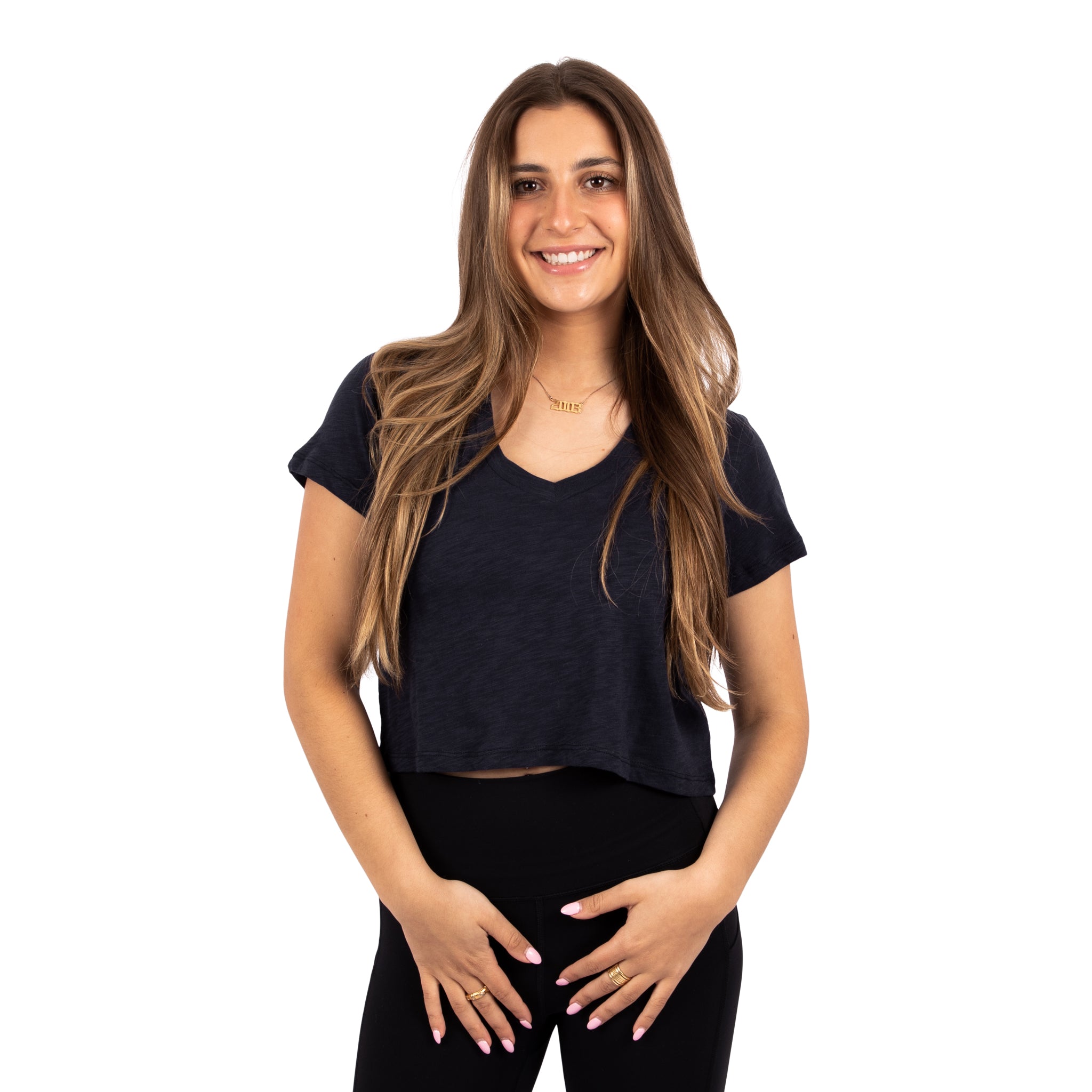 Courage Crop V-neck Tee - Denny's