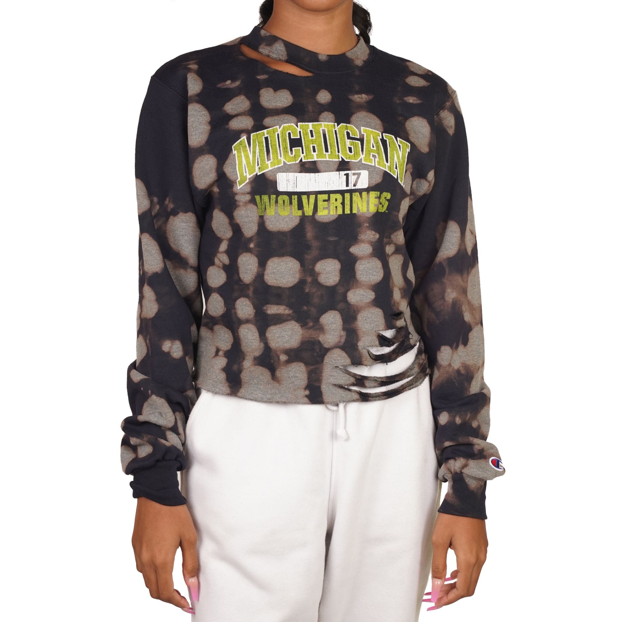 Michigan Cropped Bleached Crew Sweatshirt - Denny's