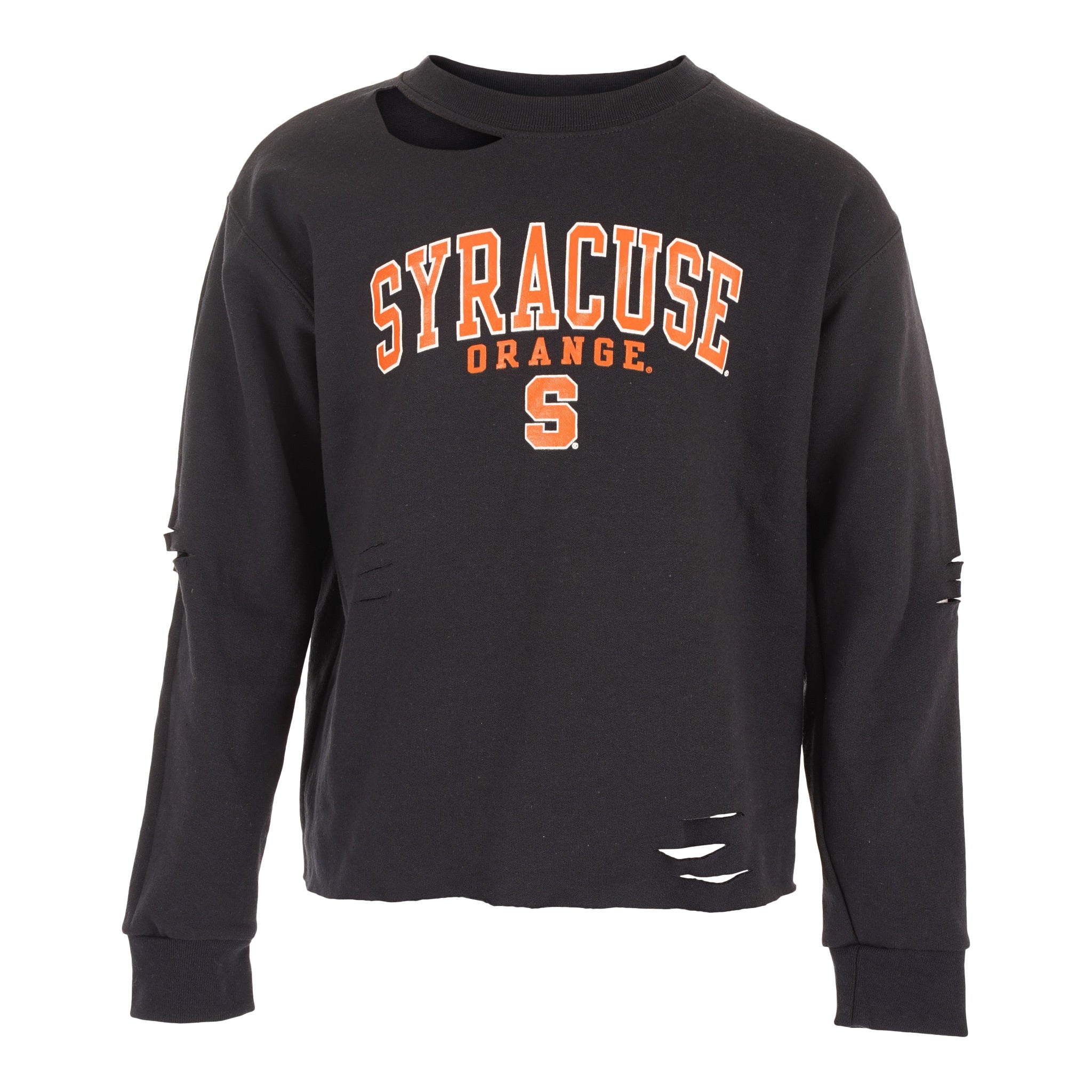 Cropped Syacruse Crew Sweatshirt with Cuts - Denny's