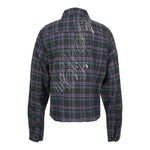 Patches And Splatter Crop Plaid Shirt - Denny's
