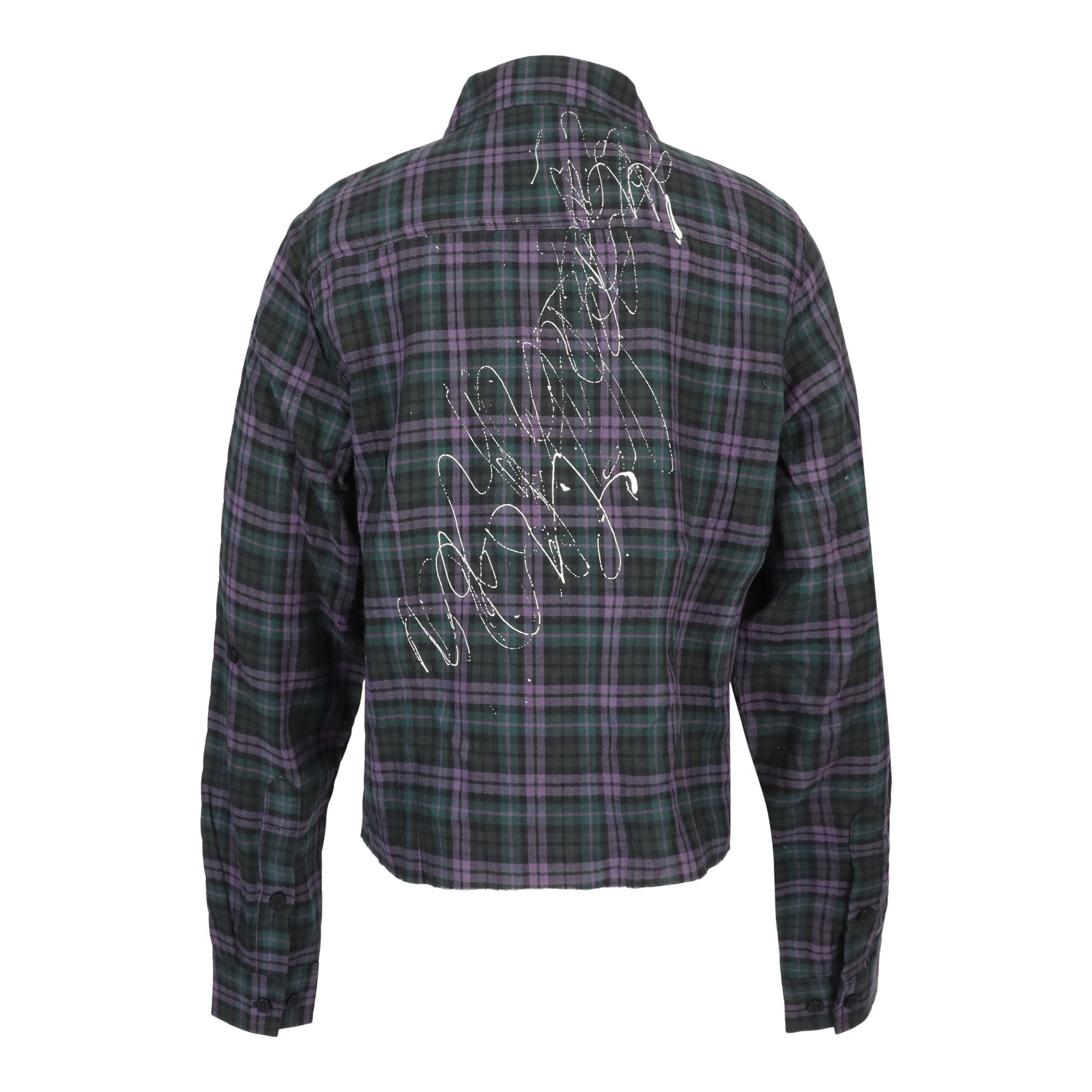 Patches And Splatter Crop Plaid Shirt - Denny's
