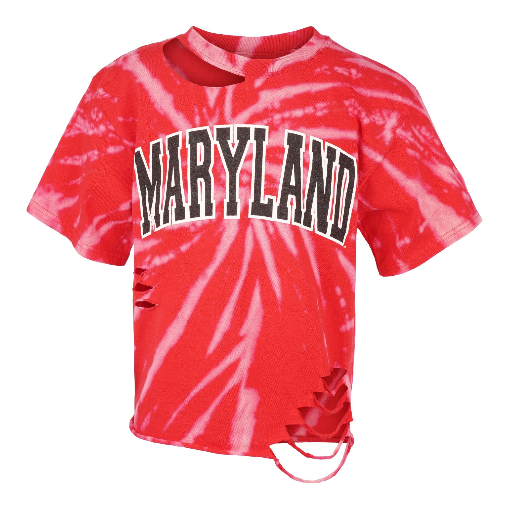 Short Sleeve Bleached Maryland Crop Tee with Rips - Denny's