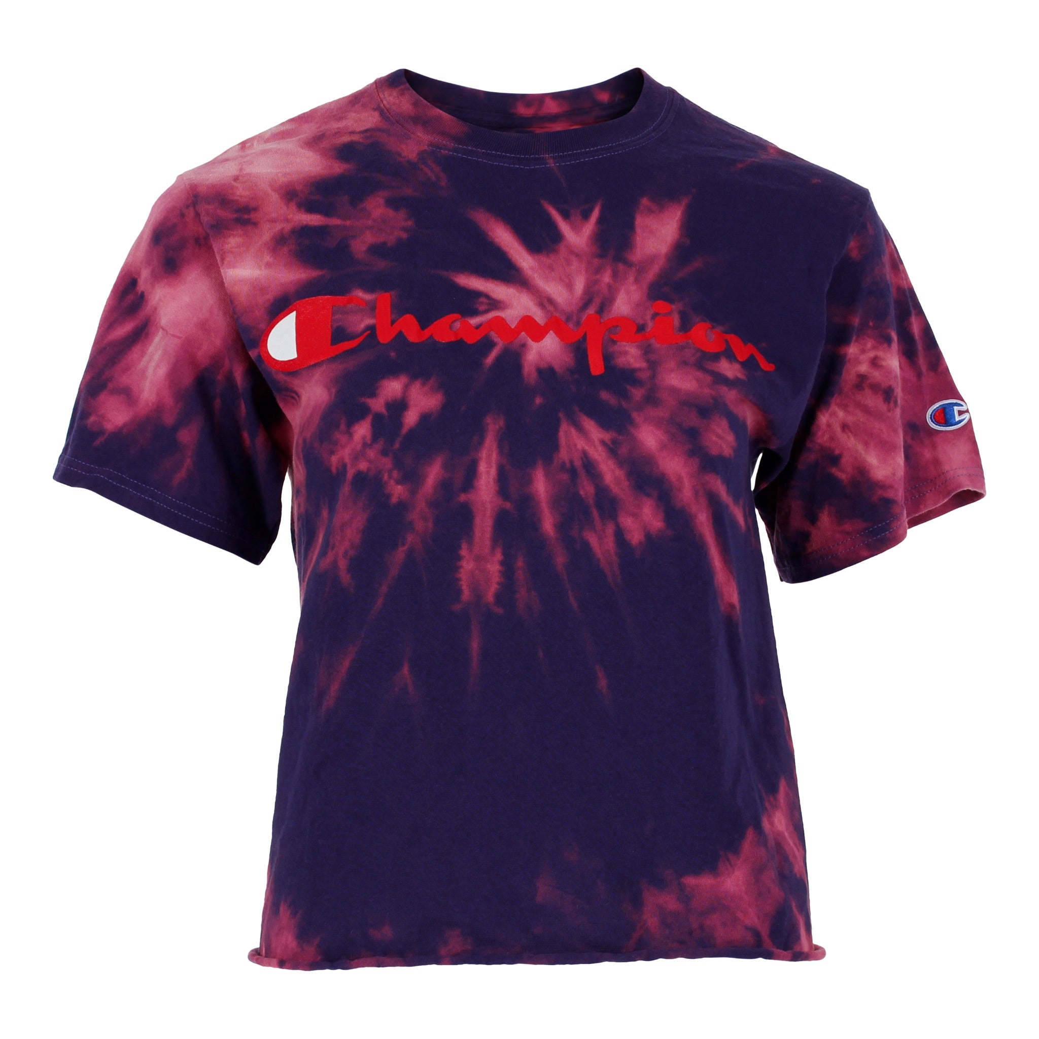 Short Sleeve Side Spiral Bleach Crop Crew - Denny's