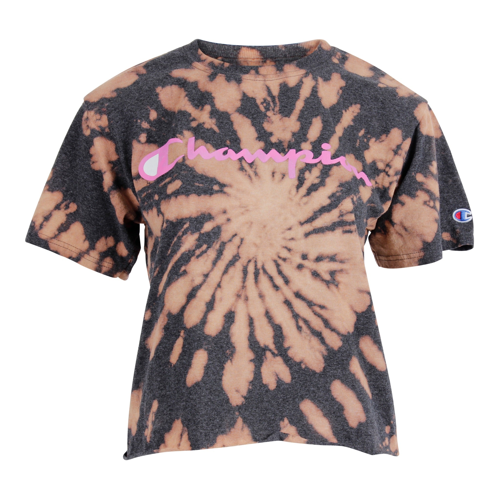 Short Sleeve Dot Spiral Bleach Crop Crew - Denny's