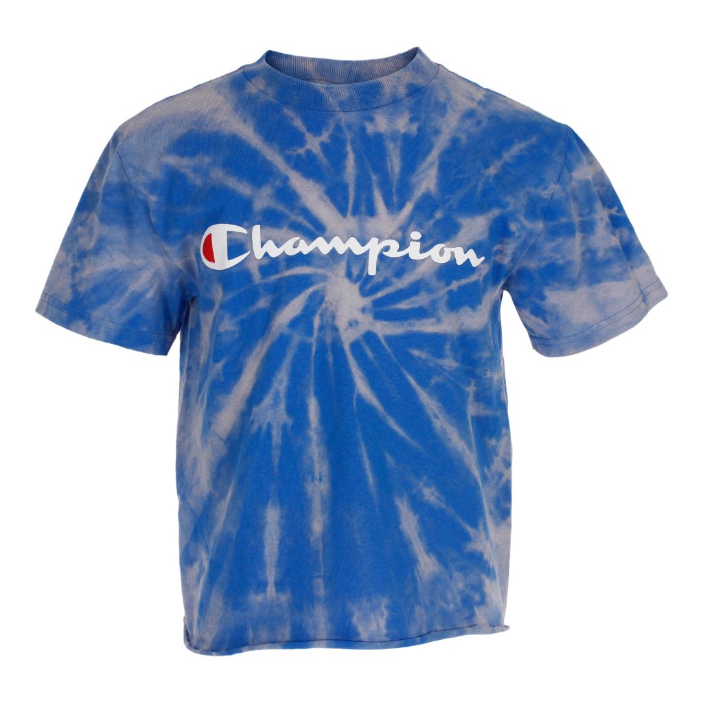 Short Sleeve Cropped Bleach Tee with Script Logo - Denny's