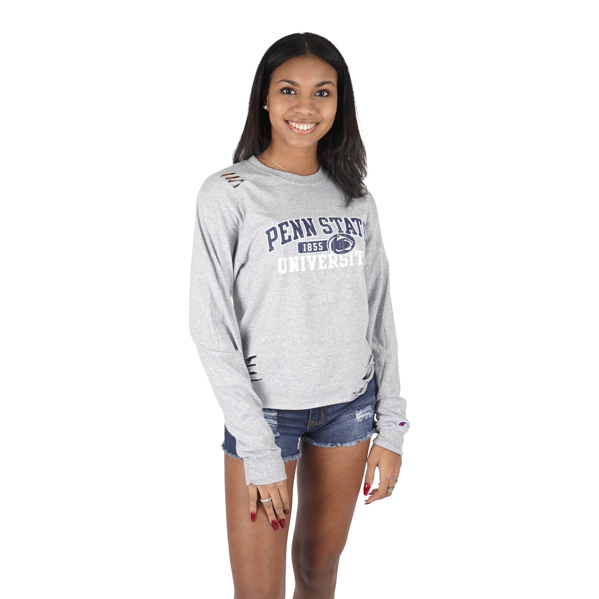 Long Sleeve Penn State Crop Cut Crew - Denny's