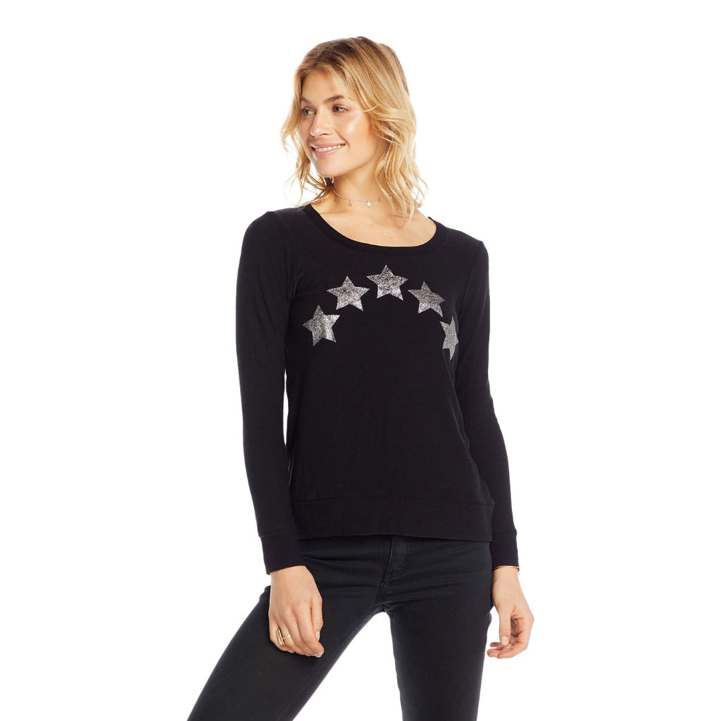 Cozy Knit Sweatshirt with Silver Stars - Denny's